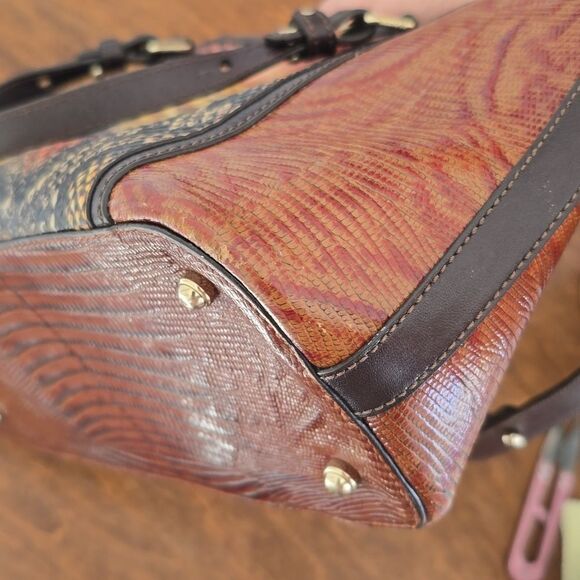 Brahmin | Mini Asher Brown Tyndal Snake Lizard  Smooth Leather Satchel - Picture 12 of 16